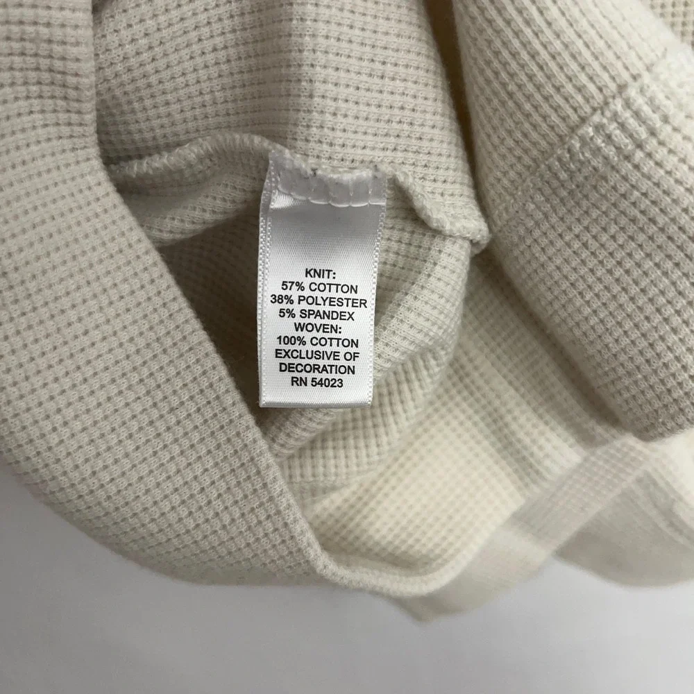 Banana Republic Hoodie Mens Small Beige Waffle Knit Henley Hooded Thermal Top